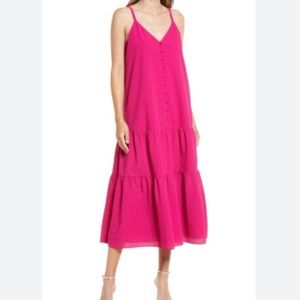 Ted Baker Tiered Midi Dress Size 0 US 0 2 Women Preppy Texture Button Sleeveless